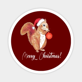 Christmas squirrel saying merry christmas Magnet